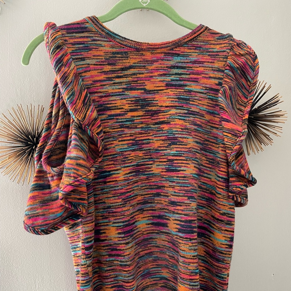 Anthropology Multicolor Sweater Ruffle Sleeve Tank Top Size: Medium